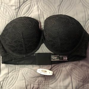 Black lace, strapless bra